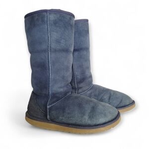 UGG Classic Tall Winter Boots Cozy Suede Slip-On In Navy Blue Size 9